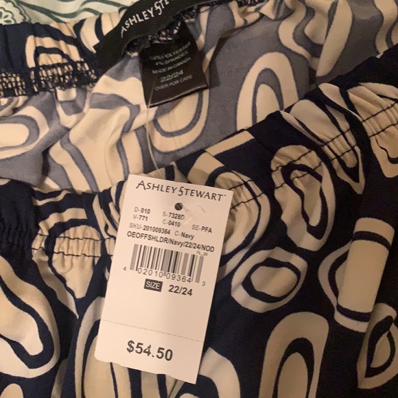 Beautiful Navy Blue and Cream, Off Shoulder Romper - Picture 3 of 3